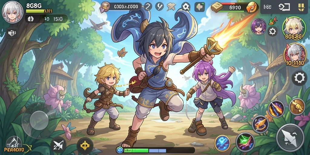 Screenshot gameplay 8G8G yang menampilkan aksi seru dalam dunia anime.