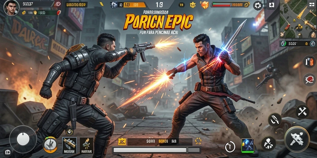 Tampilan gameplay action yang mendebarkan di 93337.
