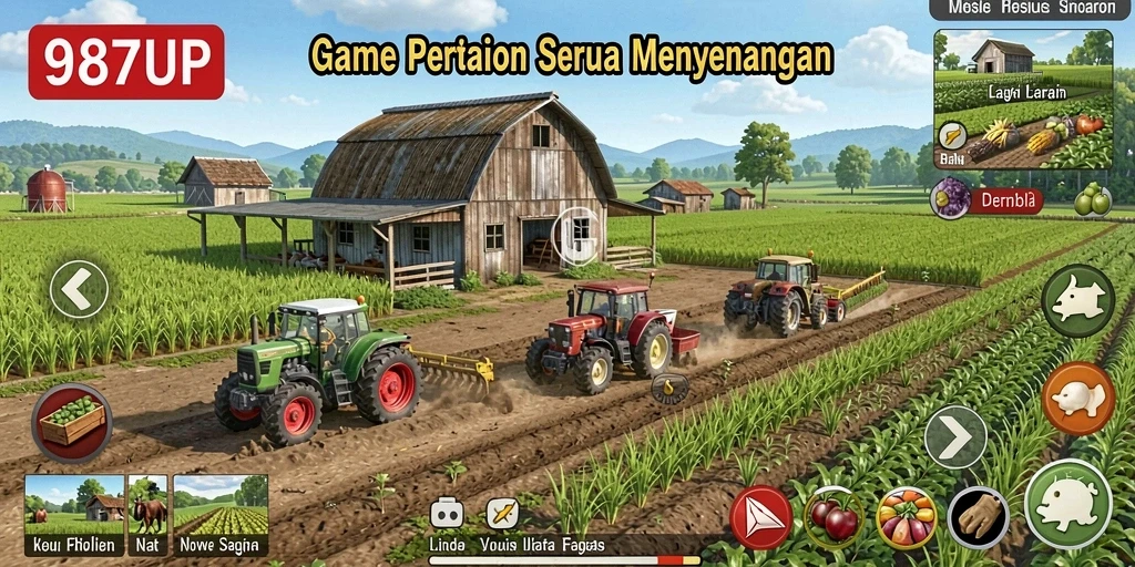 Screenshot permainan 987UP menampilkan aktivitas berkebun yang seru.