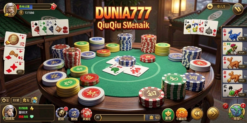 Tampilan gameplay QiuQiu yang seru di DUNIA777.