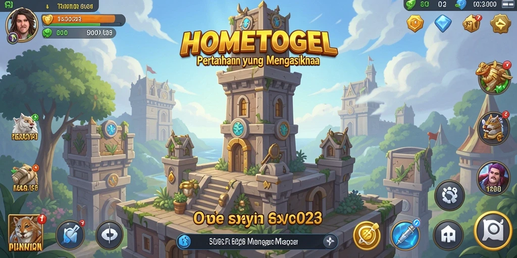 Tampilan gameplay HOMETOGEL dengan pertahanan menara yang strategis.