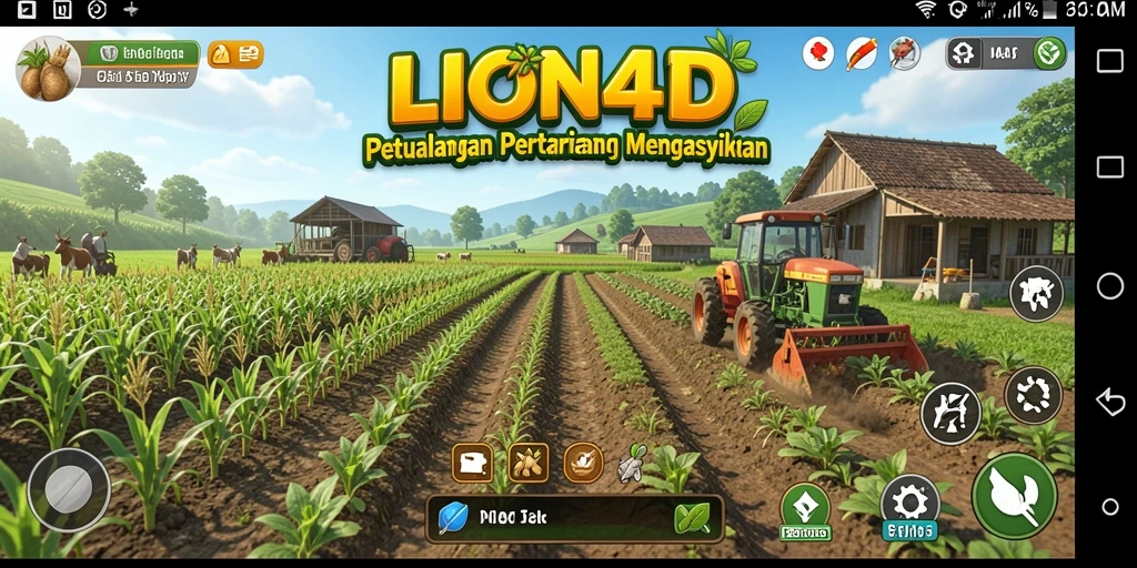 Tampilan gameplay pertanian yang menakjubkan di LION4D.
