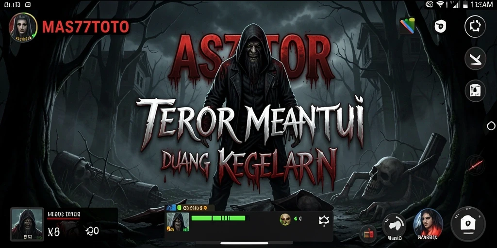 Tampilan gameplay menegangkan dari MAS77TOTO dengan elemen horor yang kuat.