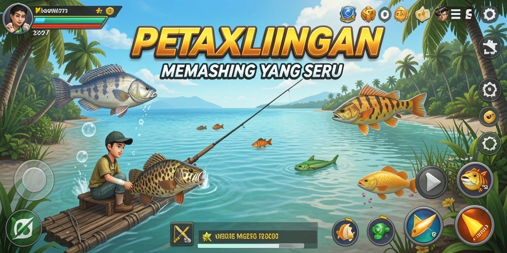 Screenshot gameplay <strong>MAXWIN77</strong> menampilkan aksi menangkap ikan yang mendebarkan.