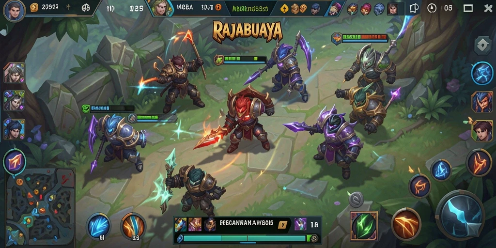Tangkapan layar dari gameplay seru RAJABUAYA di arena MOBA.
