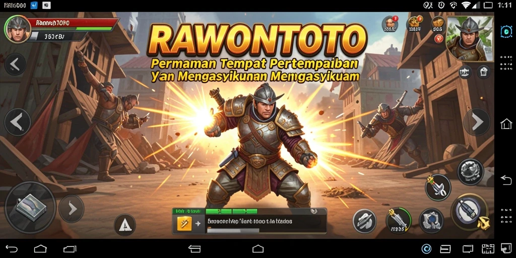 Screenshot utama menunjukkan aksi pertempuran seru di RAWONTOTO.