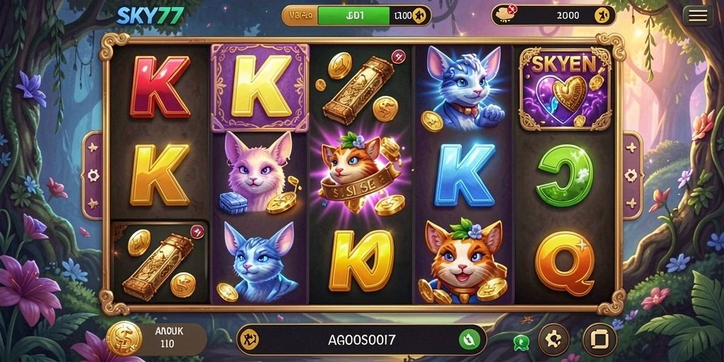 Tampilan gameplay slot yang menarik dan penuh warna di SKY77.