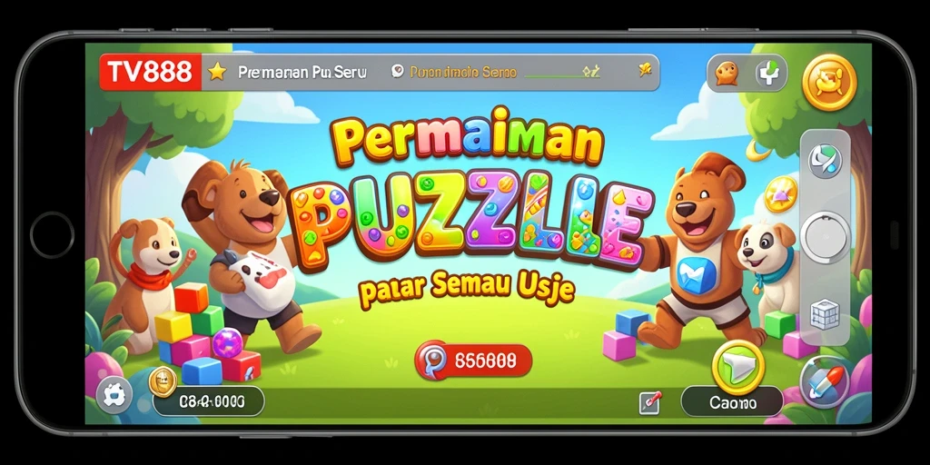 Screenshot TV888 menampilkan gameplay Puzzle yang menarik dan penuh warna.