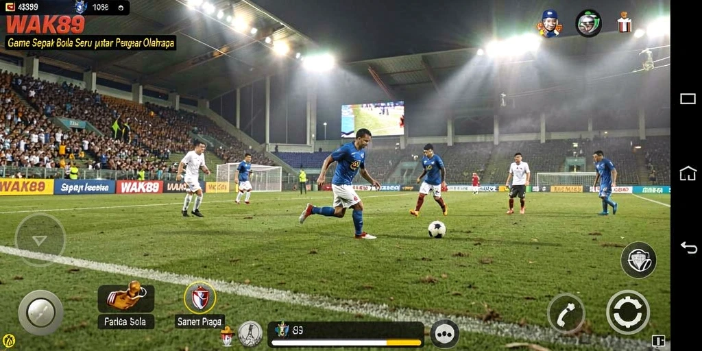 Tangkapan layar utama WAK89 menampilkan aksi seru di lapangan sepak bola.