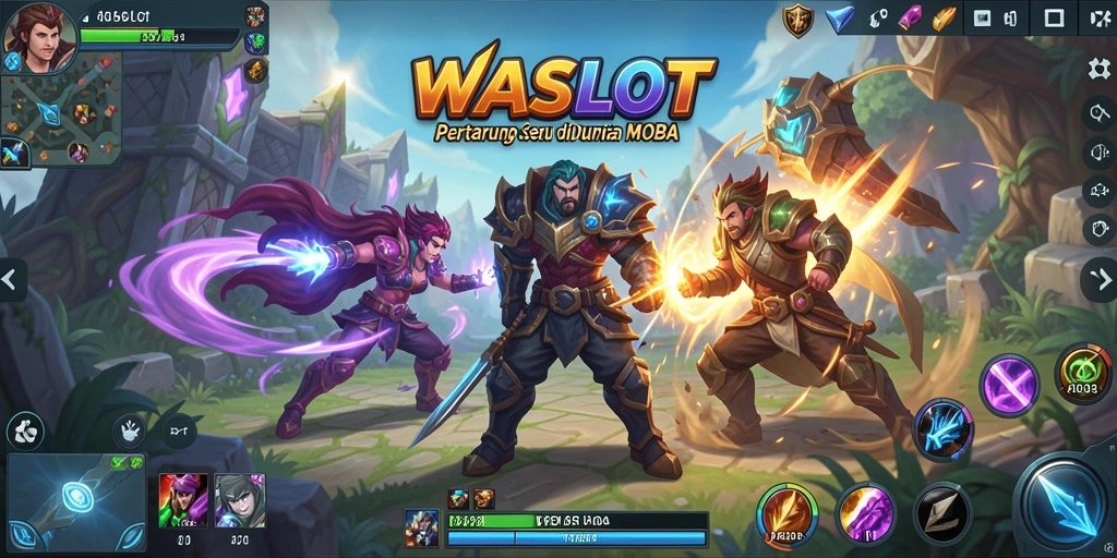 Tampilan gameplay seru dari WASLOT yang menghadirkan aksi MOBA.