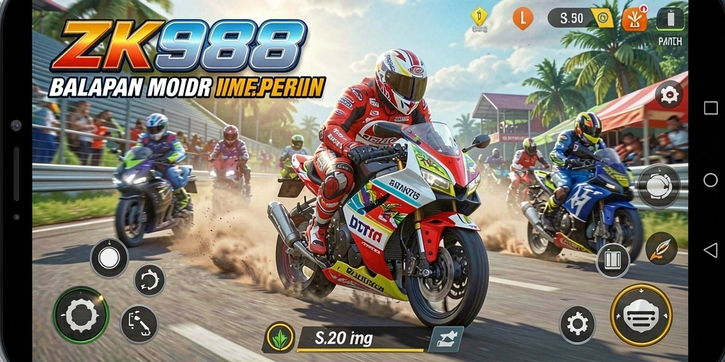 Tampilan gameplay menegangkan di balapan motor ZK988.